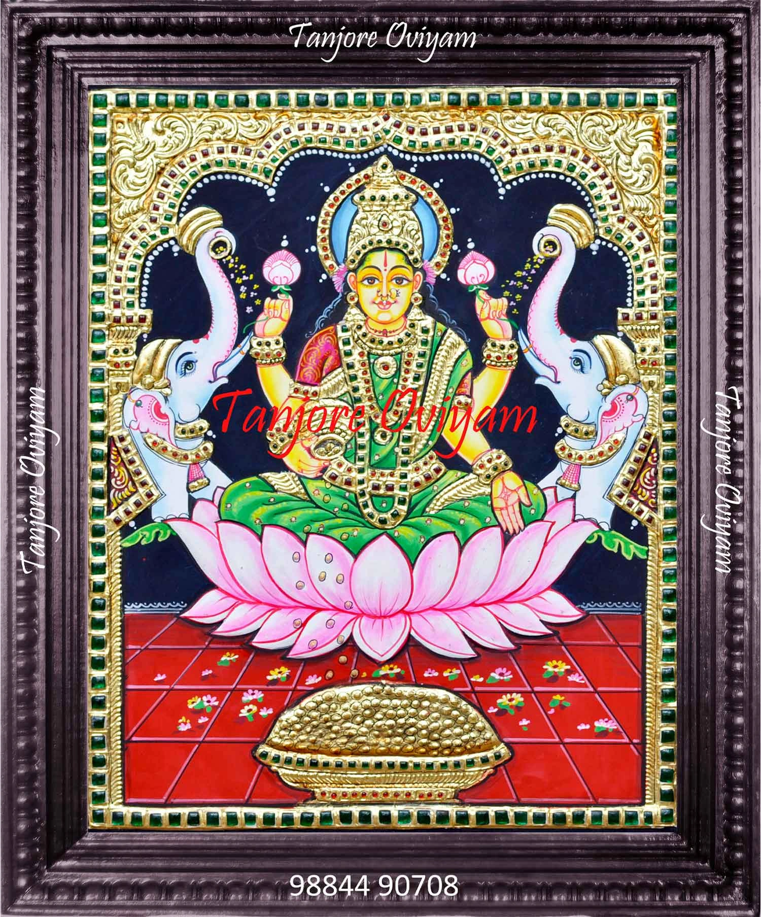 Divine Gajalakshmi Tanjore Painting